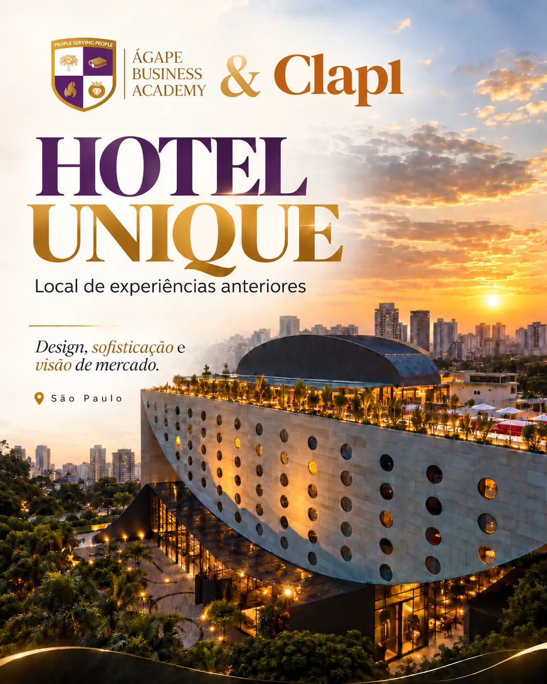 Hotel Unique em São Paulo ao pôr do sol